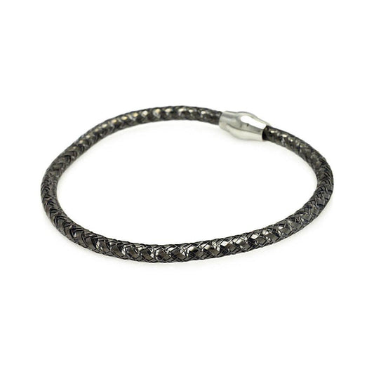 Closeout-Silver 925 Black Rhodium Plated Italian Weave Bracelet - ITB00047BLK | Silver Palace Inc.