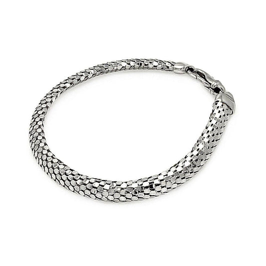 Closeout-Silver 925 Rhodium Plated Italian Snake Scale Bracelet - ITB00059RH | Silver Palace Inc.