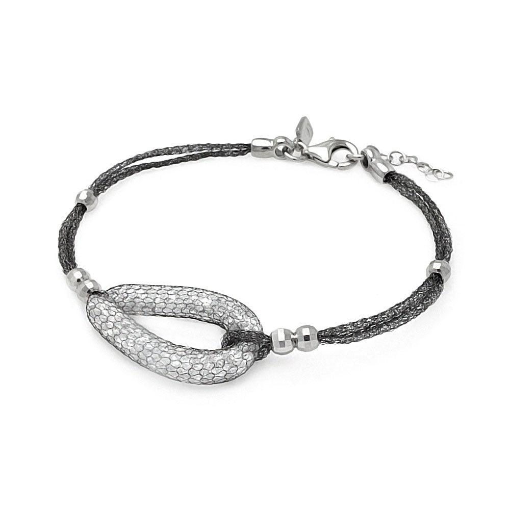 Closeout-Silver 925 Black Rhodium Plated Teardrop Net Clear CZ Italian Bracelet - ITB00110BLK | Silver Palace Inc.