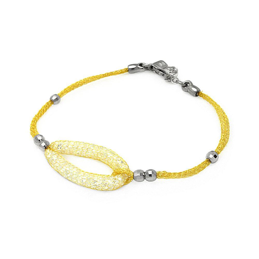 Closeout-Silver 925 Gold Plated Teardrop Net Clear CZ Italian Bracelet - ITB00110GP | Silver Palace Inc.