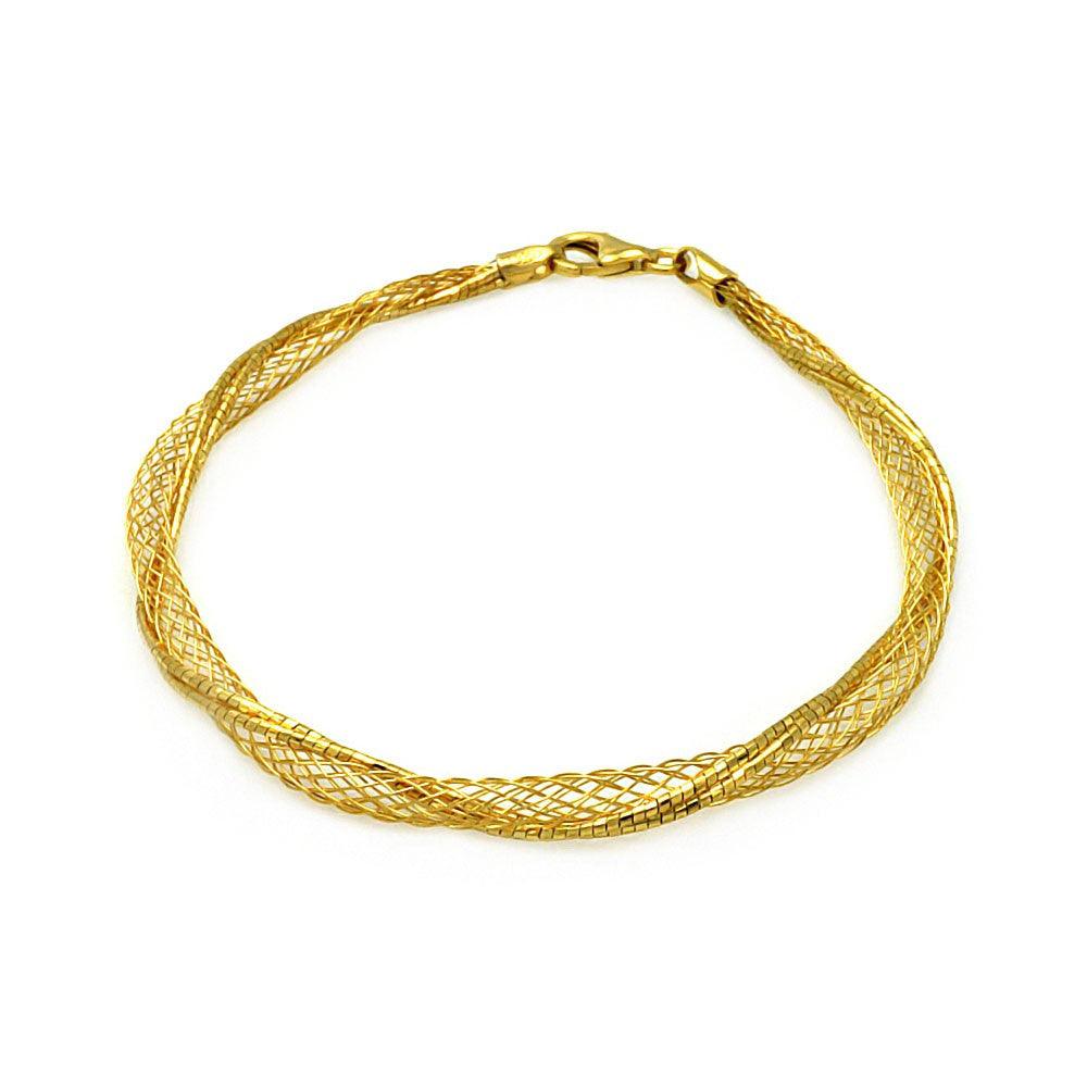 Closeout-Silver 925 Gold Plated Net Wrap Italian Bracelet - ITB00111GP | Silver Palace Inc.