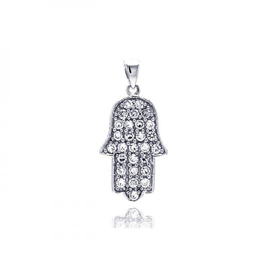 Silver 925 Rhodium Plated Hand CZ Dangling Pendant - ACP00022 | Silver Palace Inc.