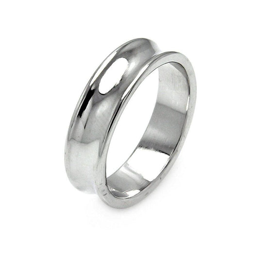Closeout-Silver 925 Rhodium Plated High Polished Border Ring - STR00020 | Silver Palace Inc.