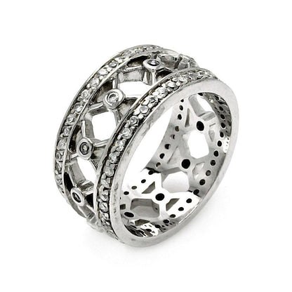 Closeout-Silver 925 Rhodium Plated CZ Eternity Ring - STR00174