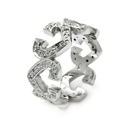 Closeout-Silver 925 Rhodium Plated CZ Eternity Heart Ring - STR00176