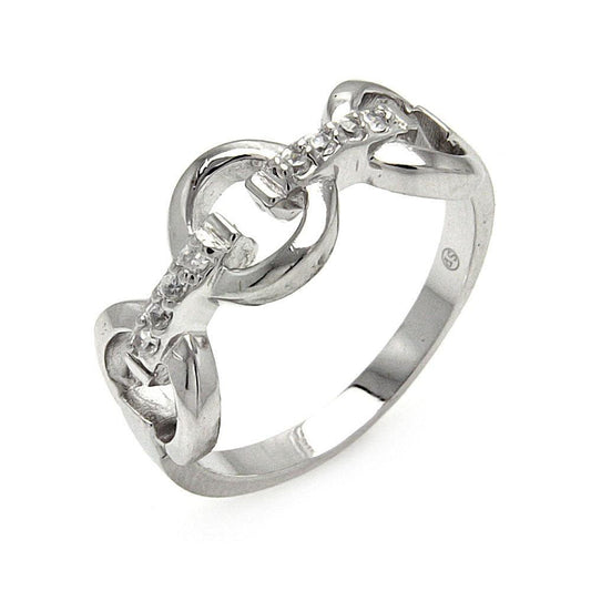 Closeout-Silver 925 Rhodium Plated CZ Open Link Ring - STR00206 | Silver Palace Inc.