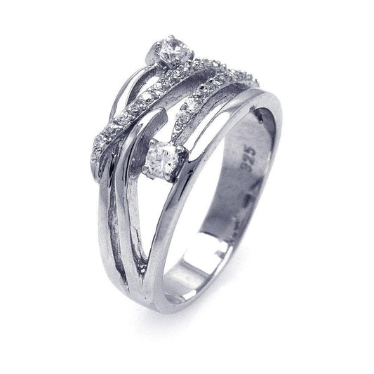Silver 925 Rhodium Plated CZ Intertwined Ring - STR00511 | Silver Palace Inc.