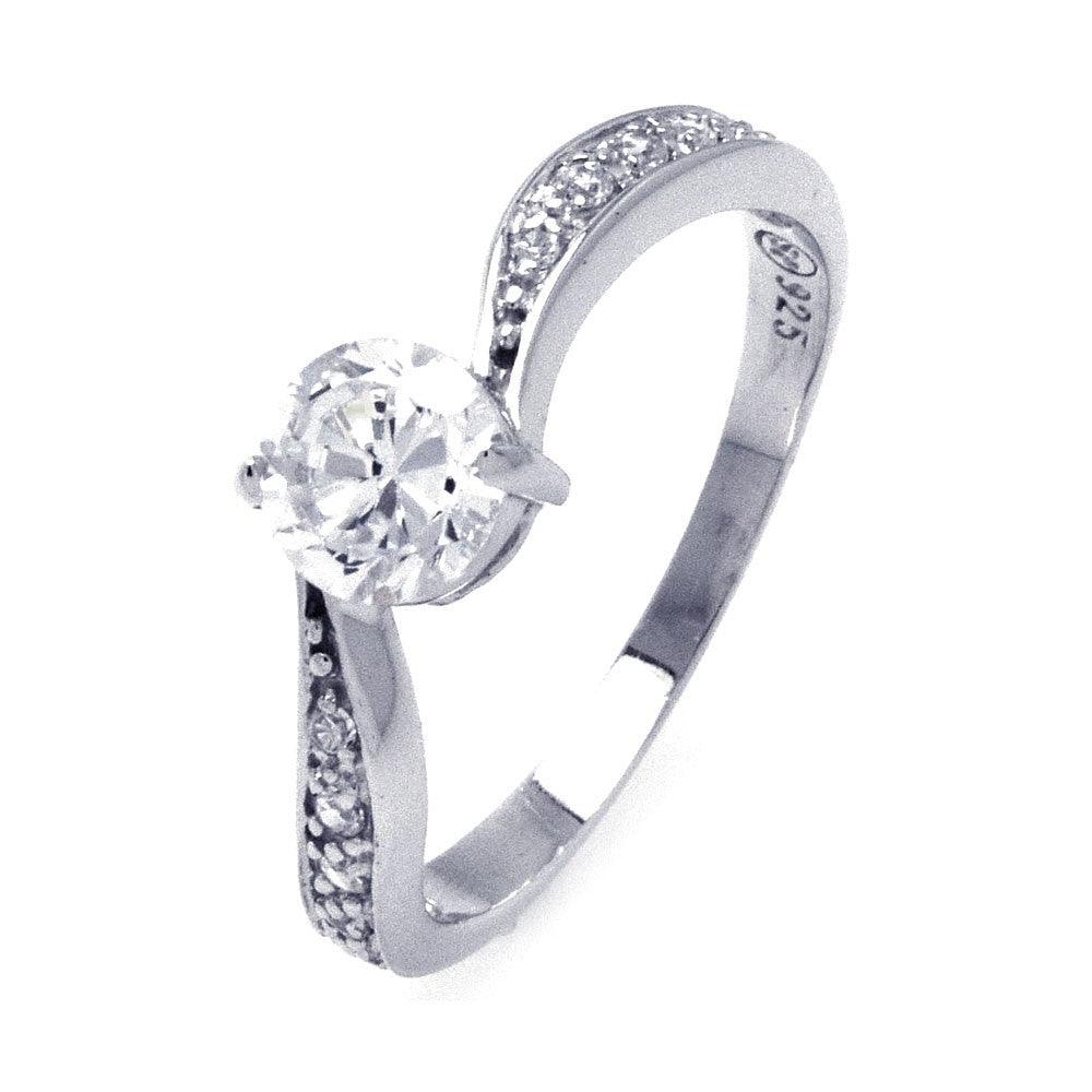 Silver 925 Rhodium Plated Channel Set CZ Wave Ring - STR00780 | Silver Palace Inc.