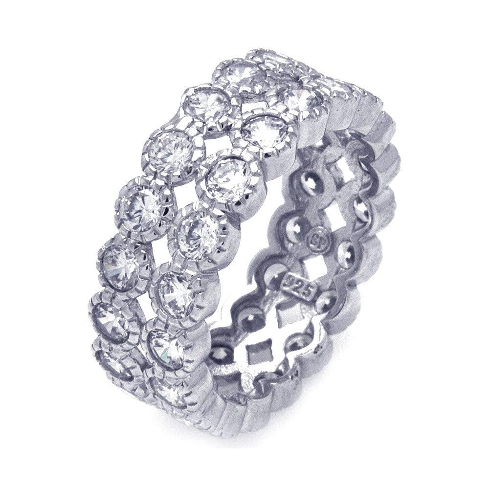 Silver 925 Rhodium Plated CZ Double Row Eternity Ring - STR00792 | Silver Palace Inc.