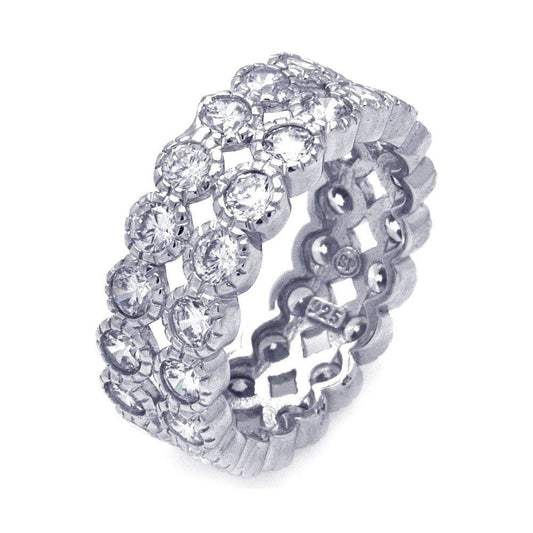 Silver 925 Rhodium Plated CZ Double Row Eternity Ring - STR00792 | Silver Palace Inc.