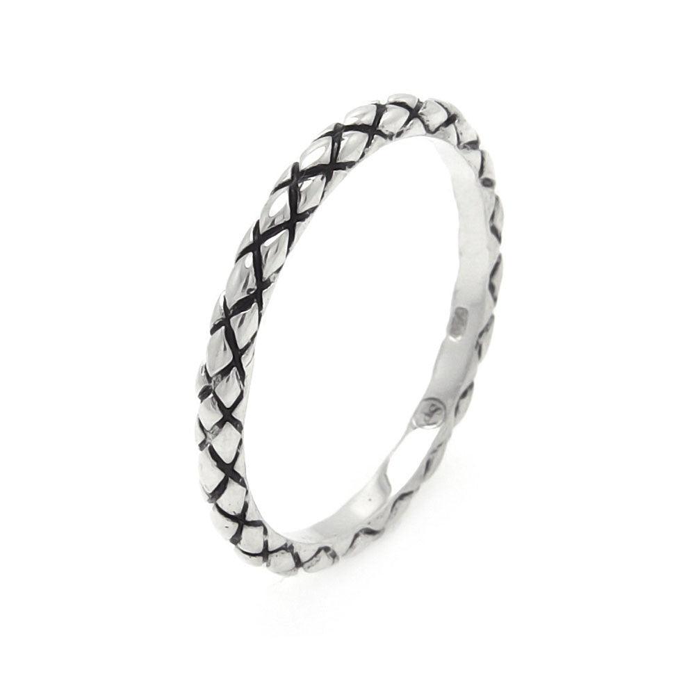 Closeout-Silver 925 Oxidized Rhodium Plated Braided Stackable Eternity Ring - STR00895 | Silver Palace Inc.