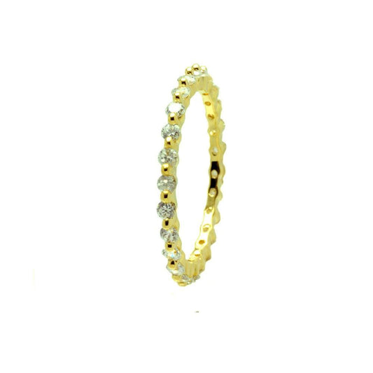 Silver 925 Gold Plated Clear CZ Stackable Eternity Ring - BGR00728 | Silver Palace Inc.